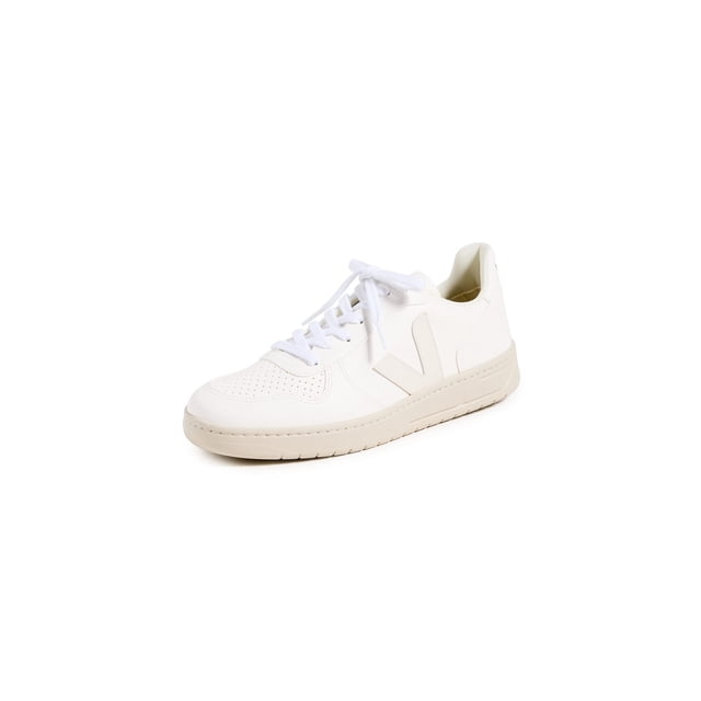 Tenis Veja V-10 de piel sintética extra blanca con cordones para mujer