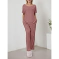 thumbnail image 4 of Weardear Womens Pajama Sets Casual Long Sleeve Lounge Sets Comfy Soft Cozy Pullover Tops, 4 of 7