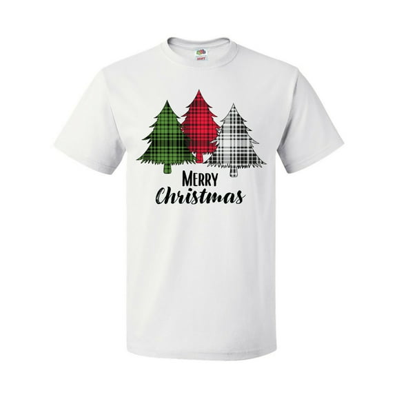 Inktastic Merry Christmas Plaid Trees T-Shirt