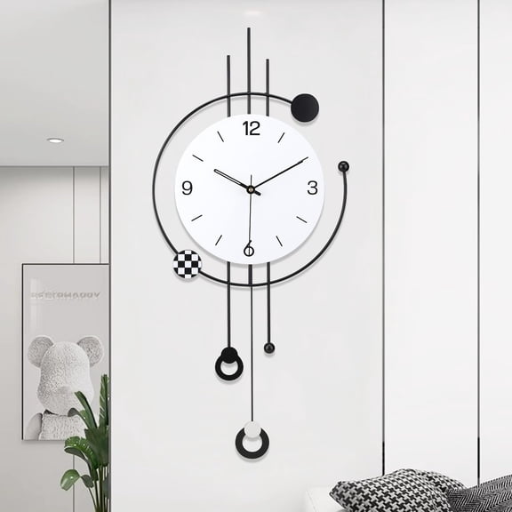 Large Modern Wall Clock for Living Room Decor Big Decorative Clock Pendulum Wall Battery Operated Non Ticking for Bedroom Kitchen Office Home Unique Clocks Wall Decor 13 * 30 Inch