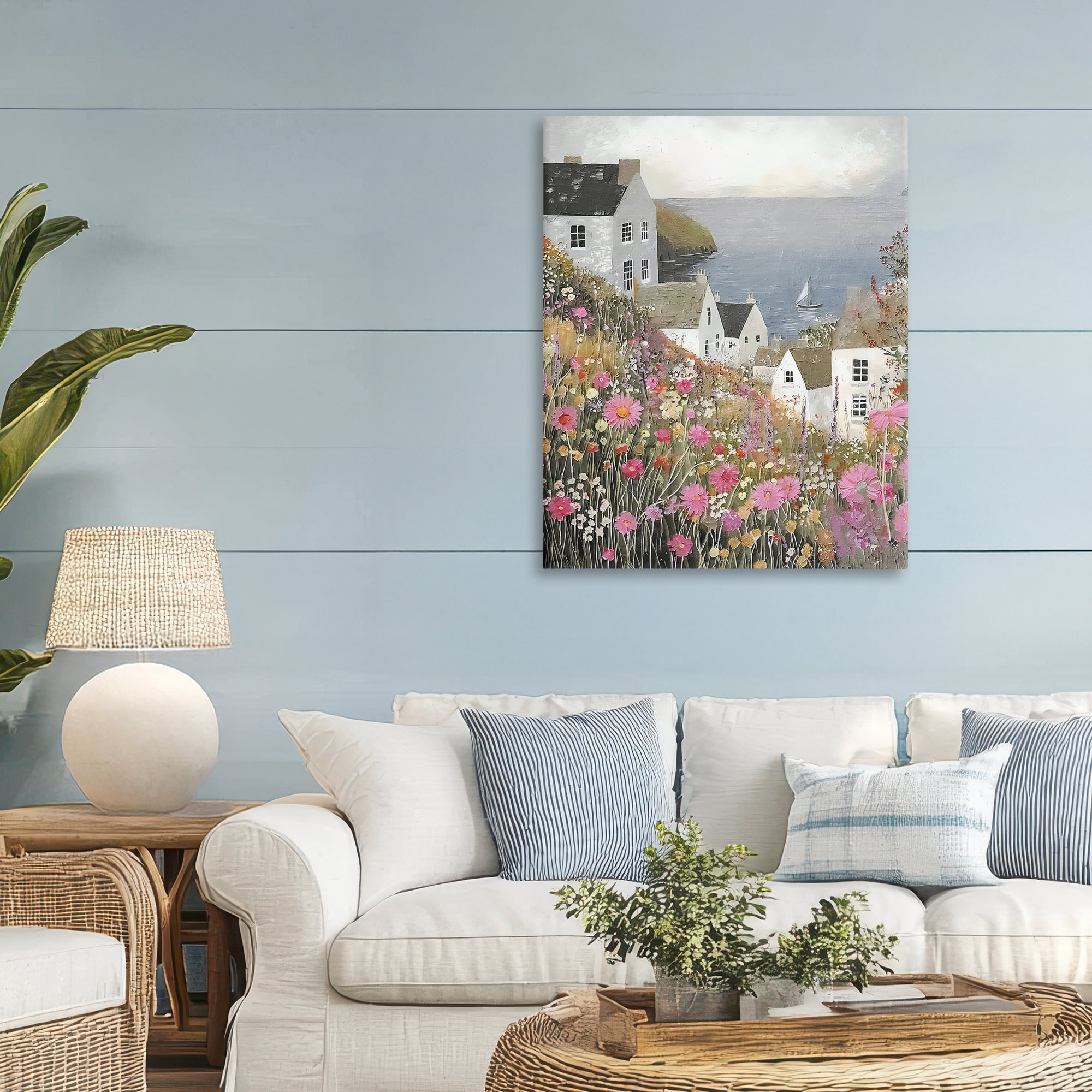 Stupell Industries Picturesque Village over Sea Canvas Wall Art, design by Riley B