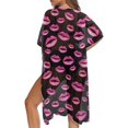 thumbnail image 5 of HELLHERO High Quality Fabrics Bathing Suit Cover Up for Beach Short Sleeve Cardigan Lip pattern Design, 5 of 6