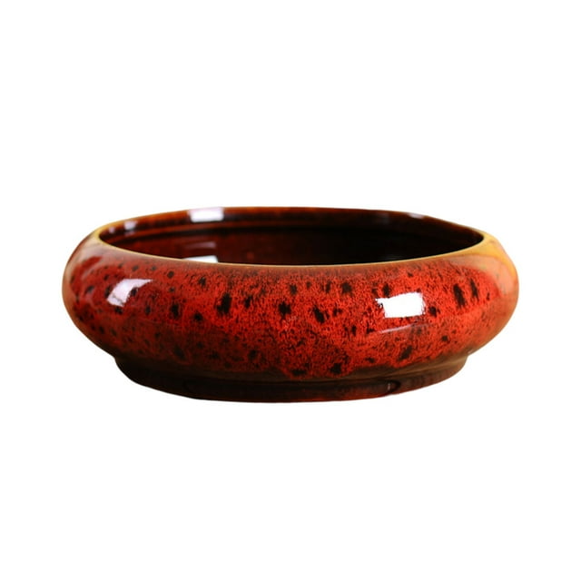 keepw Flower Pot Ceramic Pots Hydroponic Planter Succulent Containers Vintage Large Diameter for Home Garden Bowl Supplies Red