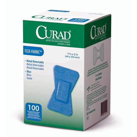 -NON25513 Fingertip Adhesive Bandages, Food Service Blue Detectable Bandage, 100 Count,Fingertip 1.75" x 2" (Packaging may vary)