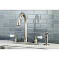 thumbnail image 2 of Kingston FB7798PLSP Victorian Two-Handle 4-Hole 8" Centerset Kitchen Faucet with Side Sprayer in Brushed Nickel, 2 of 5