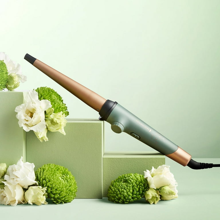 Remington Botanicals Collection -1 Tapered Curling Wand with Plant-Based Micro-Conditioners and Grip-Tech Technology, Green, Size: Regular Size