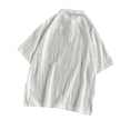 thumbnail image 4 of Betivan Men's Linen Top Solid Color Breathable Lightweight Half-Button Turndown Collar Short Sleeve Blouse Spring Summer Fashion Casual Loose Daily Beach Outdoor Leisure Street, 4 of 6