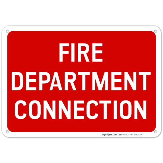 Fire Department Connection Sign, Red Background,