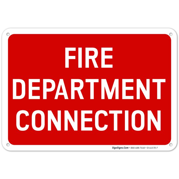 Fire Department Connection Sign, Red Background,