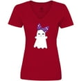 thumbnail image 3 of Inktastic Little Ghost, Cute Ghost, Ribbon, Halloween Women's V-Neck T-Shirt, 3 of 5