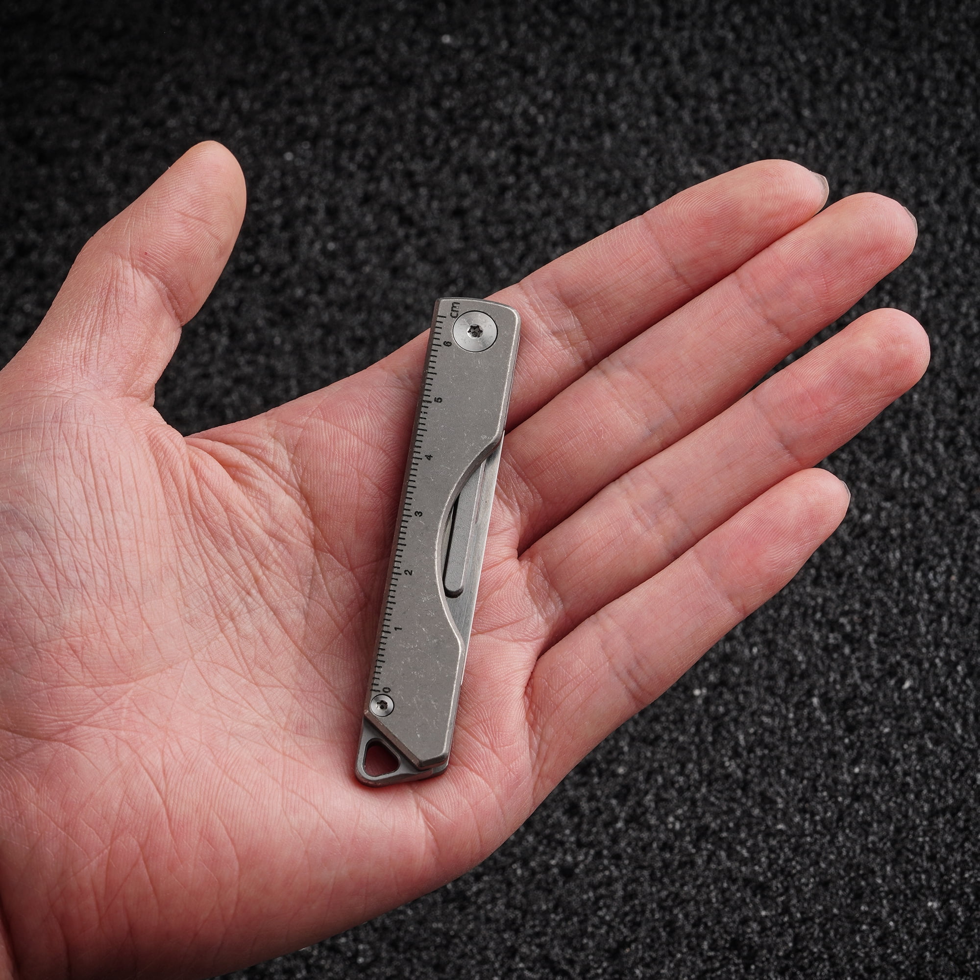 Key Unity KK01 Titanium Folding Knife, Utility EDC Pocket Knife with #24 Replaceable Blade, for Outdoor Hunting, Camping, Fishing, Hiking for Men & Women (Ruler)