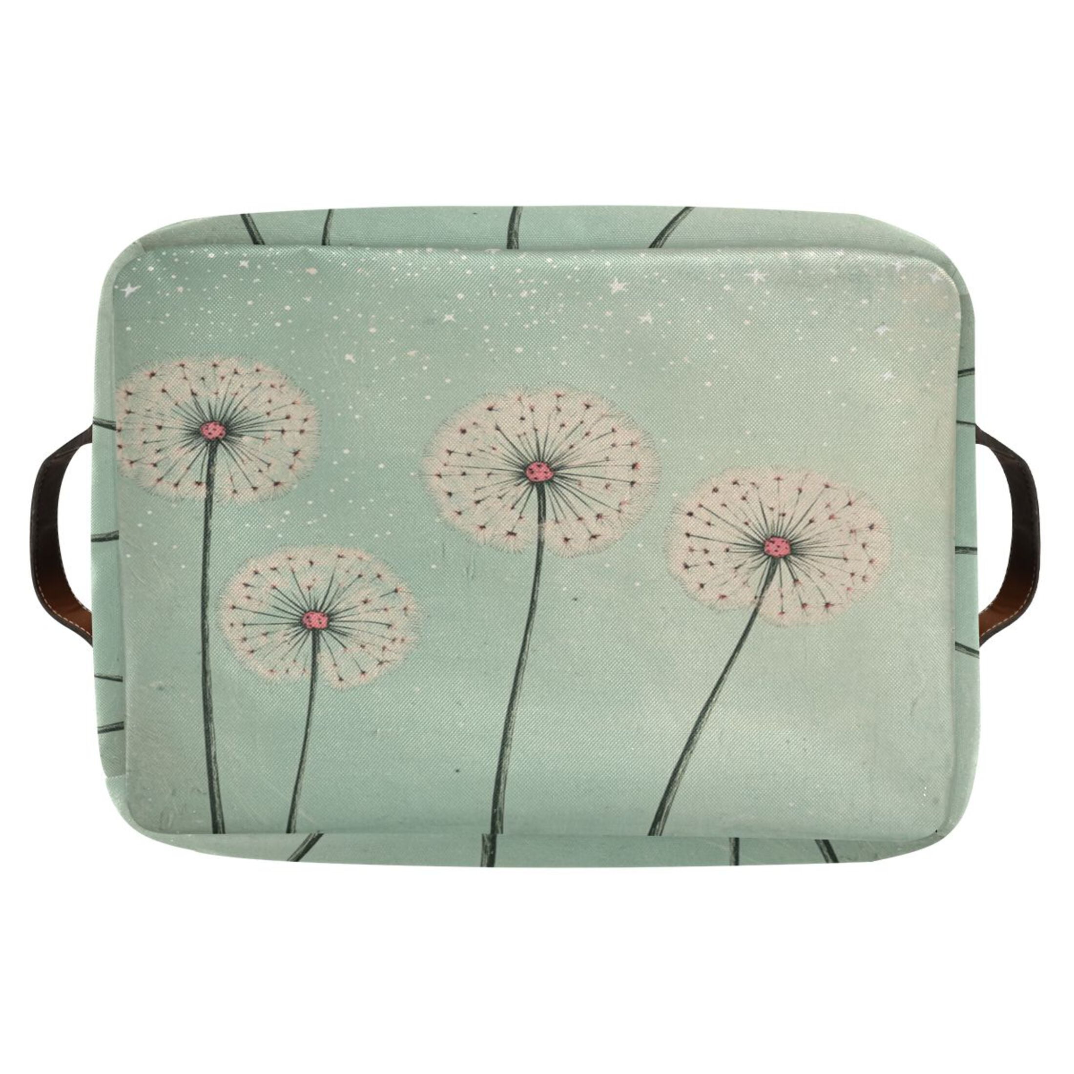 Large Dandelions Foldable Storage Basket,Canvas Fabric Foldable Storage Bins with Handles Open Home Storage Bins Boxes for Toy Book Shelf Closet Baskets