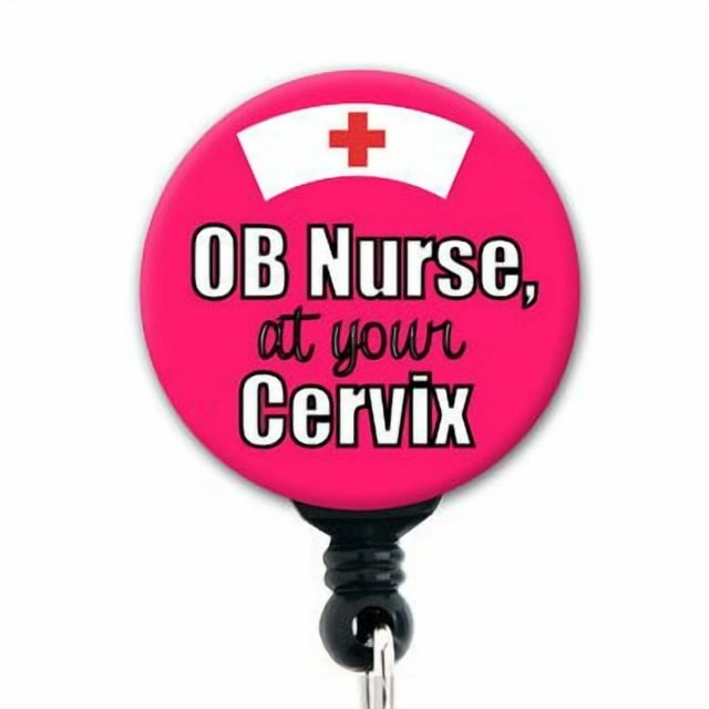 Bobine de Badge Rétractable - Infirmière OB à Votre Cervicale Rose - Porte-Badge