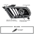 thumbnail image 4 of Spec-D Tuning Jet Black Projector Headlights w/ Sequential LED Bar Compatible with 2010-2014 Ford Mustang, Left + Right Pair Headlamps Assembly, 4 of 8