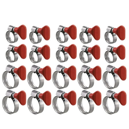 Reusable Hose Clamp - Wideskall® 20 Pieces Key Type Twist Adjustable Stainless Steel Hose Clamp Set Kit (1