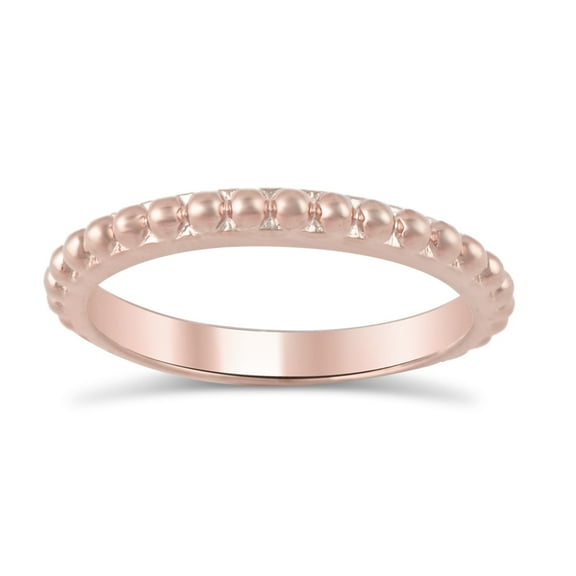 Rose Gold Tone Sterling Silver Stackable Bead Eternity Ring for Women and Teens - Size 9