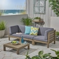 thumbnail image 2 of GDF Studio Cascada Outdoor Modular Acacia Wood Sofa and Table Set, Gray and Dark Gray, 2 of 12