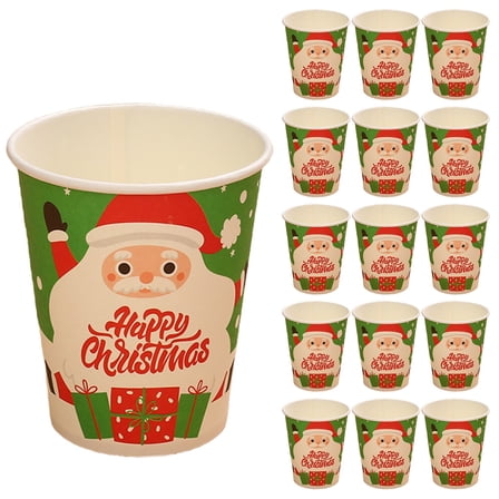 Disposable Paper Cups Cartoon Santa Claus Design For Beverages 16 Count Style 8