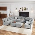 thumbnail image 1 of LLappuil Modular Sectional Sofa, Oversized 10 Seat Modular Sectional Sofa with Storage, 25.6" Deep Seat Chenille Sofa Couch for Living Room Gray, 1 of 8
