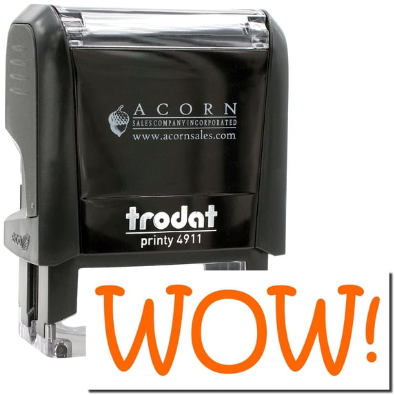 Self-Inking WOW Stamp, Trodat Printy 4911, Press and Print Stamping, Impression Size 5/8" x 1-1/2", Up to 10,000 Impressions - Orange Ink