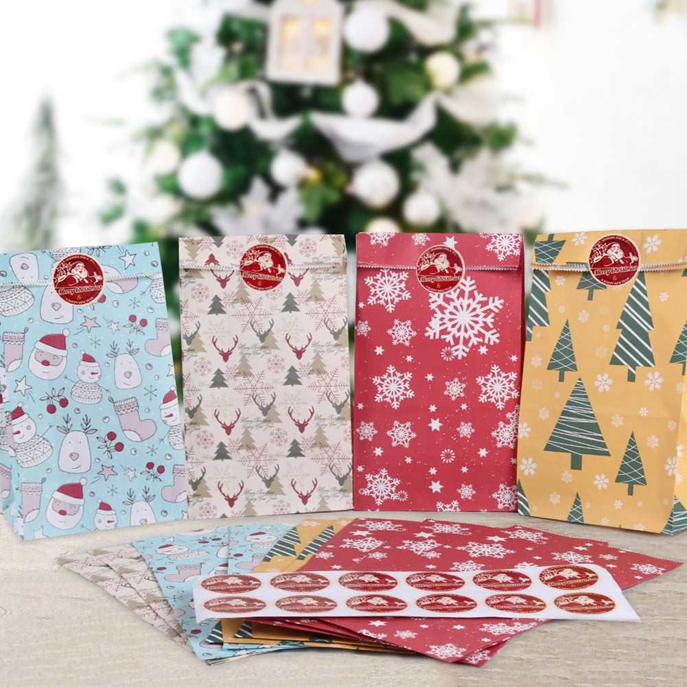 10X Multi Christmas Gift Bags Wedding Favour Pouch Sweets Party Paper Bag Boxes 