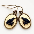 thumbnail image 3 of 1Pair Alloy Acrylic Dangle Earrings Oval with Bird Bronze Lemon Chiffon 35mm, 3 of 4