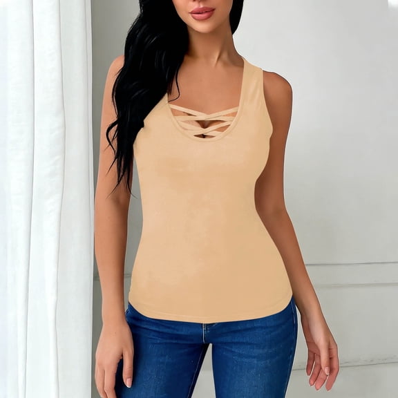 Juslio Womens Tank Tops Crew Neck Sporty Slim Tank Tops Solid,Color Casual Breathable Tank Top