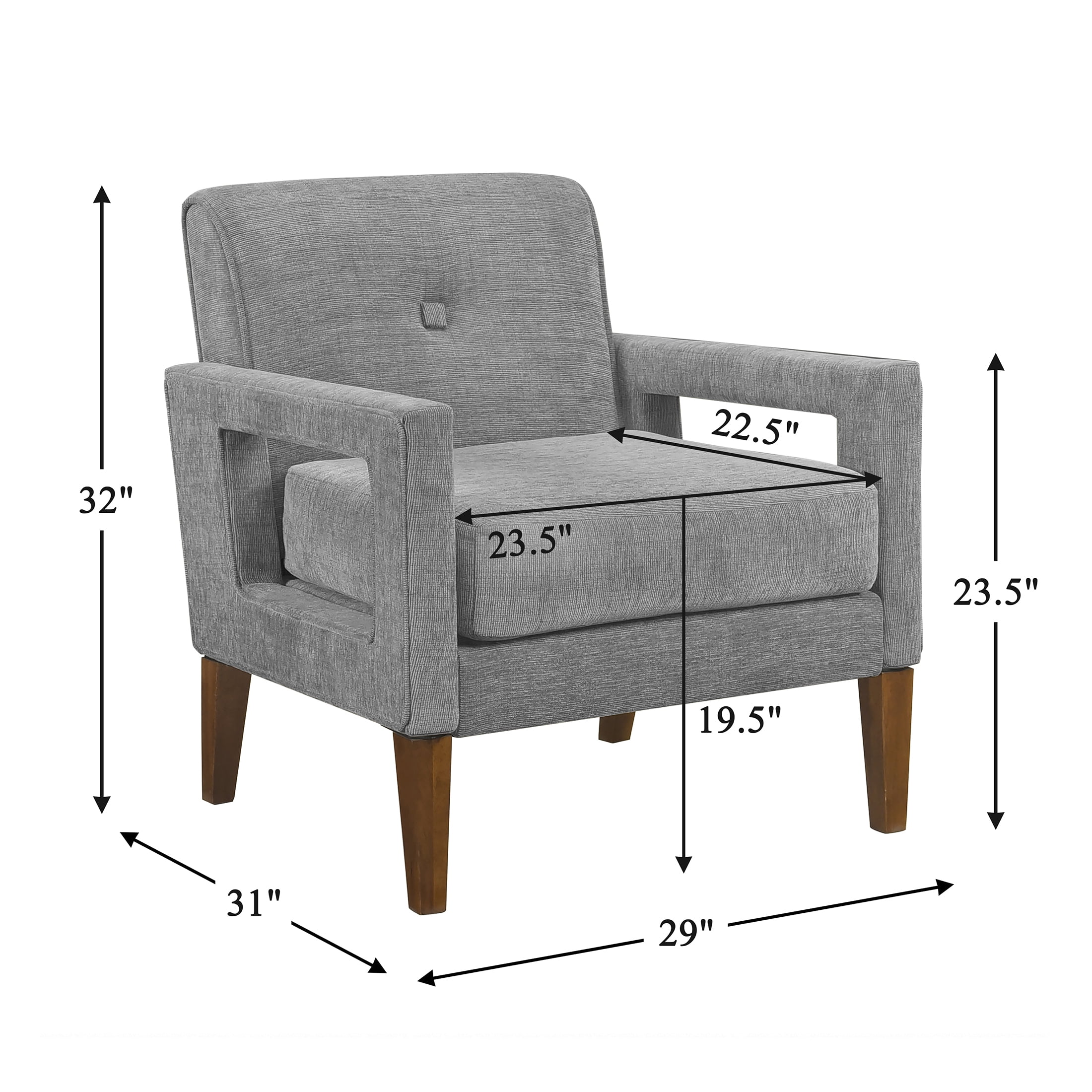 OakvillePark Vanton Chenille Accent Chair, Gray
