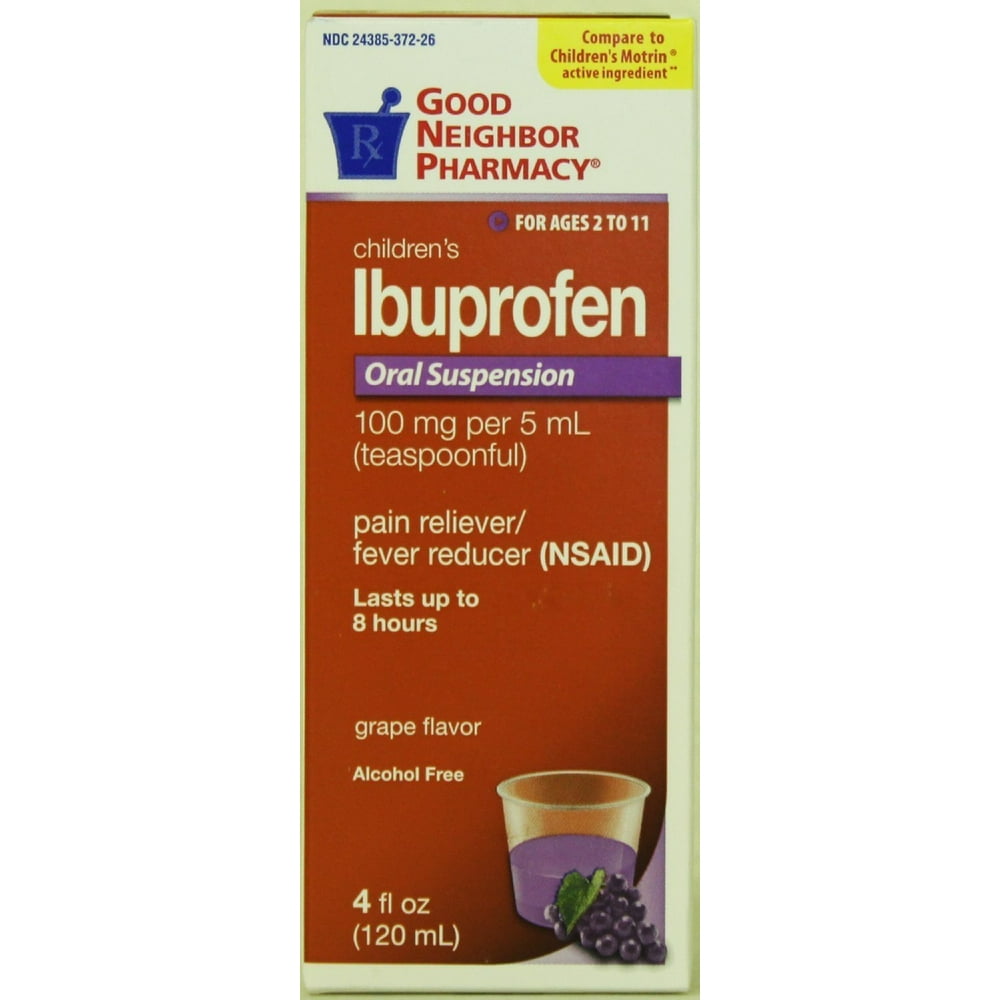 GNP Children's Ibuprofen Oral Suspension Grape Flavor 100 mg per 5 ml Teaspoonful For Ages 2