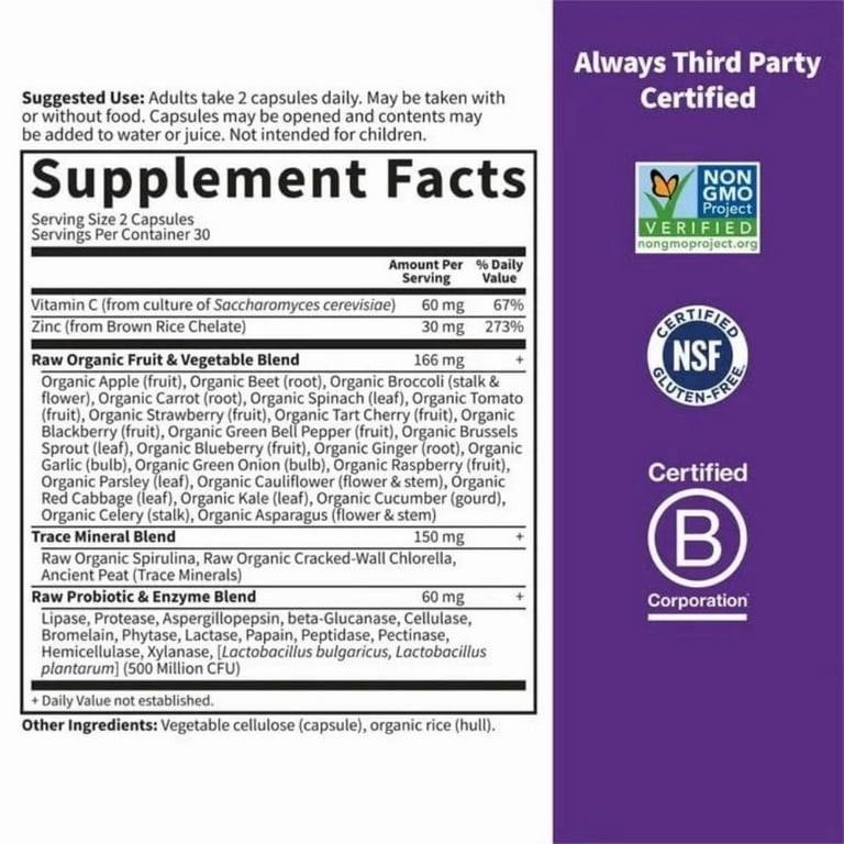 Garden of Life Vitamin Code Raw Zinc, 60 Vegan Capsules - Walmart.com