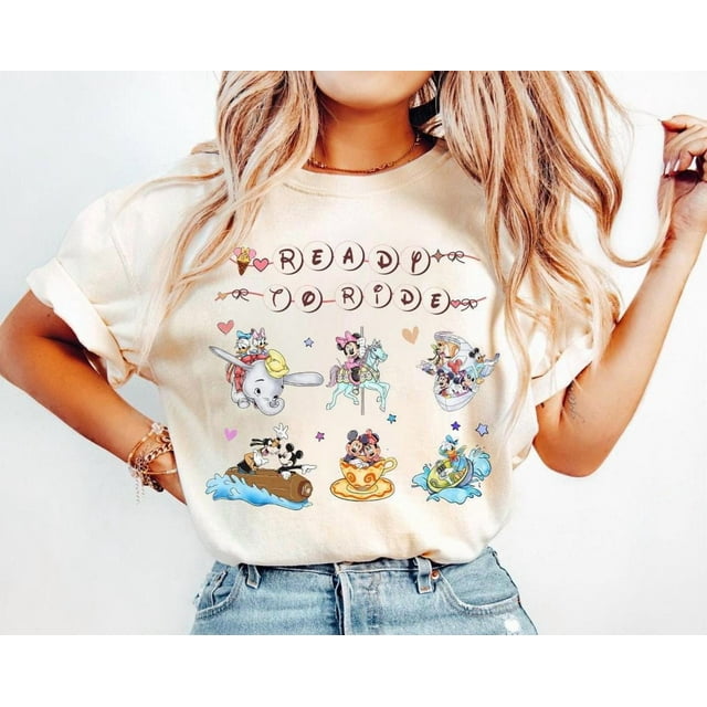 Disney Ready To The Rides Vehicles Watercolor Shirt, Magic Kingdom Shirt, WDW Trip Tee, Di - Ivory - 3XL