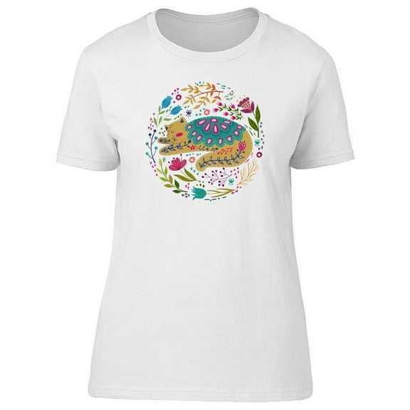Cute Floral Kitten Sleeping Tee Women's -Image by Shutterstock
