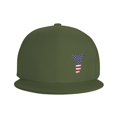 thumbnail image 3 of DouZhe Flat Brim Cap Snapback Hat, Alphabet T America Usa Flag Prints Adjustable Green Adult Baseball Cap, 3 of 6