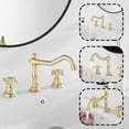 thumbnail image 4 of GGStudy GGStudy Brass Brushed Gold Widespread 8in Two-Handle Faucet, 4 of 9