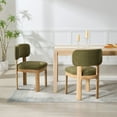 thumbnail image 3 of Mid Century Modern Dining Chairs Set of 2, Brown Upholstered Farmhouse Kitchen Chairs with Wood Legs and Padded Back, Armless Accent Chairs for Dining Room, Living Room, Green, 3 of 8
