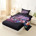 thumbnail image 2 of Manfei Monster Truck Twin Sheets,Neon Lights Print Bedding,Black,3-Piece,1 Fitted Sheet and 1 Pillowcase, 2 of 6