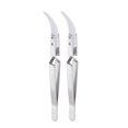 thumbnail image 1 of Unique Bargains 2pcs Precision Reverse Ceramic Tweezer 5.51'x0.35' Curved Head Tip Heat Resistant Non Conductive Silver Tone, 1 of 6