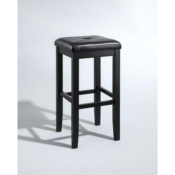 Crosley Furniture 29" Faux Leather Tufted Wood Bar Stool in Black (Set of 2)