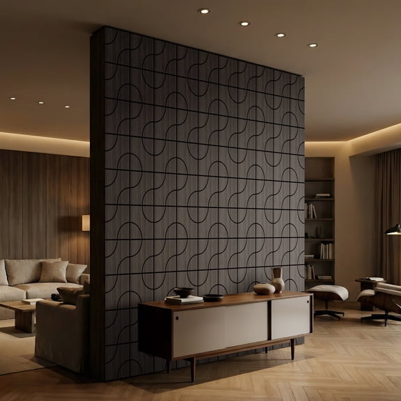 Fahomiss Modern Curved Acoustic Wood Slat Wall Panels 4-Pack 24"x24", Walnut 3D Tiles