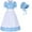 Blue-01, variant on Ugoldhm Colonial Prairie Girls Dress with Hat - Summer Short Sleeve Midi Dresses, Size 4-12