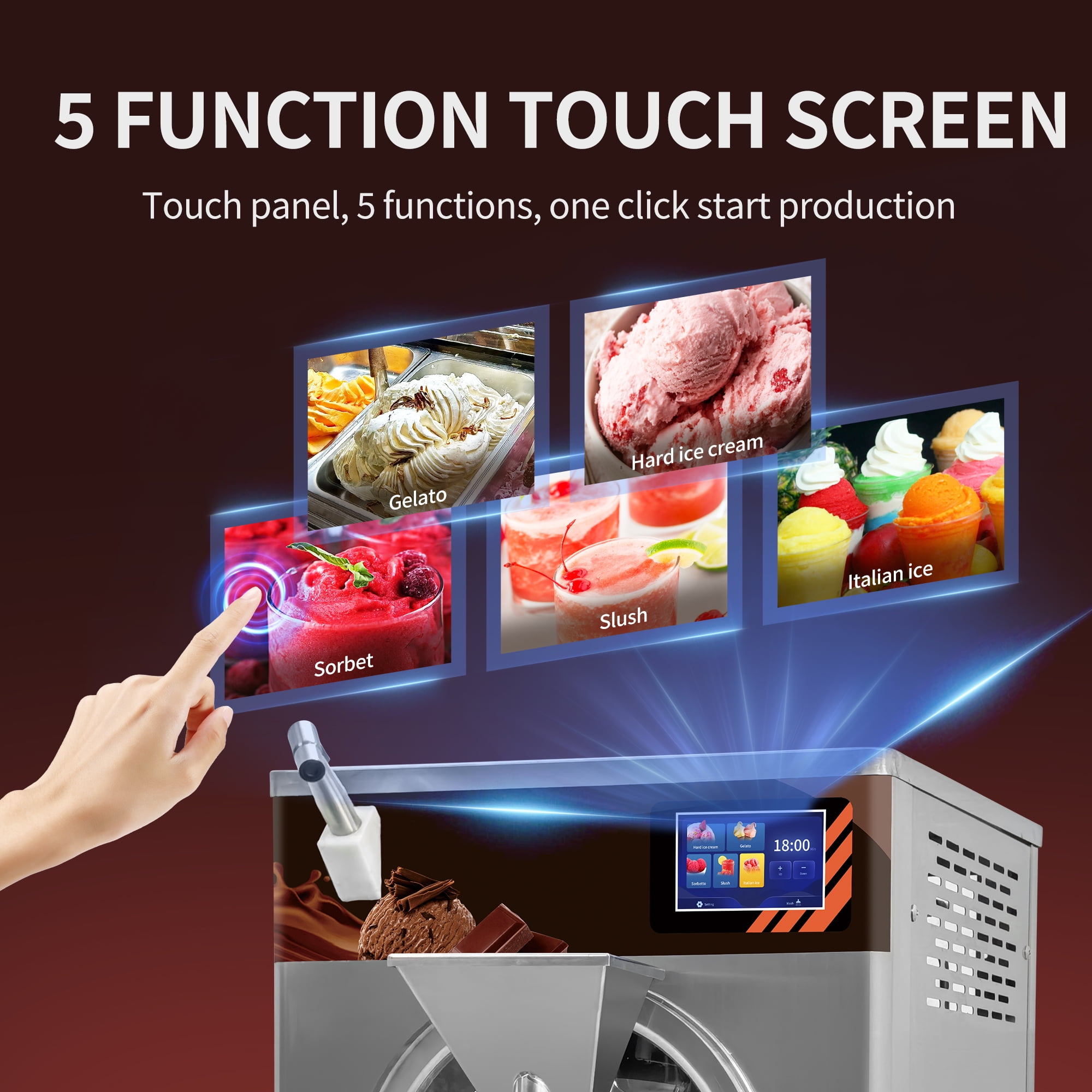 Mvckyi 13Gal/H Gelato Machine, Commercial 12L Hard Ice Cream Maker Batch Freezer Italian Ice Machine