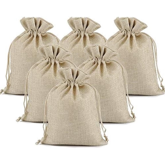 25/50/100PCS Burlap Gift Bags Wedding Hessian Jute Bags Linen Jewelry Pouches with Drawstring for Birthday, Party, Wedding Favors, Present, Art and DIY Craft (25Pcs, Cream, 3” x 4”)