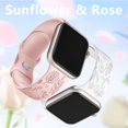 thumbnail image 4 of Paquete de 6 correas de reloj SNBLK de silicona grabada con estampado floral, 40-49 mm, 4 of 9