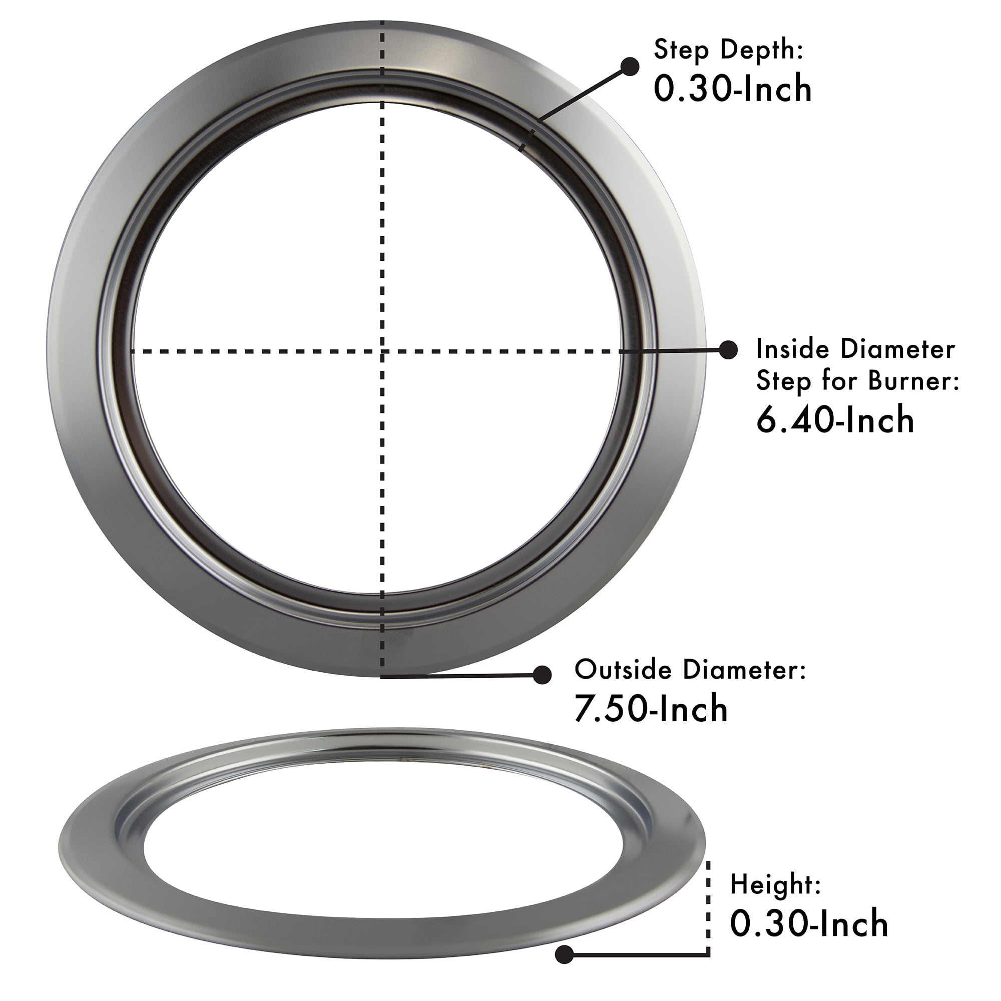 Range Kleen Style D Heavy Duty Chrome Drip Pans and Trim Rings Set, 8 Pack 3 small and 1 large each
