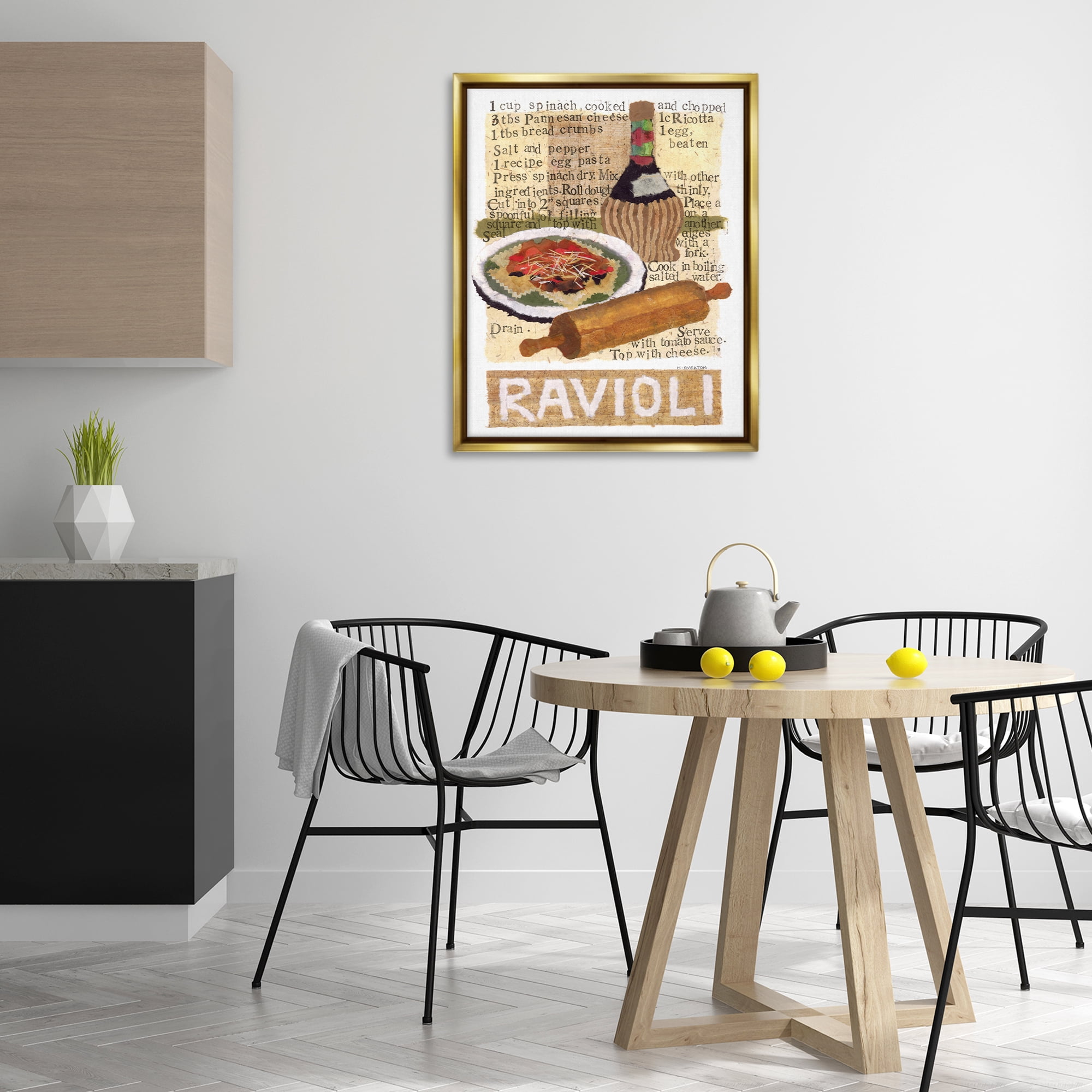 Stupell Industries Vintage Ravioli Recipe Food & Beverage Painting Gold Floater Framed Art Print Wall Art, 25 x 31