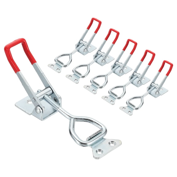 Uxcell 6pcs Adjustable Toggle Clamp M8x41mm 770lbs 4003 Style, Silver Red