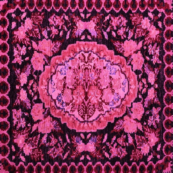 Ahgly Company Indoor Square Medallion Pink French Area Rugs, 5' Square