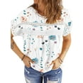thumbnail image 2 of UVN Summer Shirts for Women Short Sleeve Blouses Ladies Crewneck Lace Crochet Tops Dressy Chiffon Blouses, 2 of 7