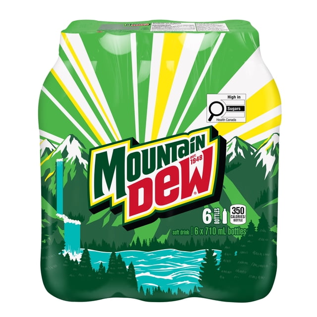 Mtn Dew Soft Drink 6 x 710 mL, Bottles