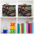 thumbnail image 7 of Coolnut Mardi Gras Theme Storage Basket Foldable Storage Bin, Canvas Rectangular Storage Basket with Leather Handles for Home Closet & Office Decor Gifts, 7 of 7